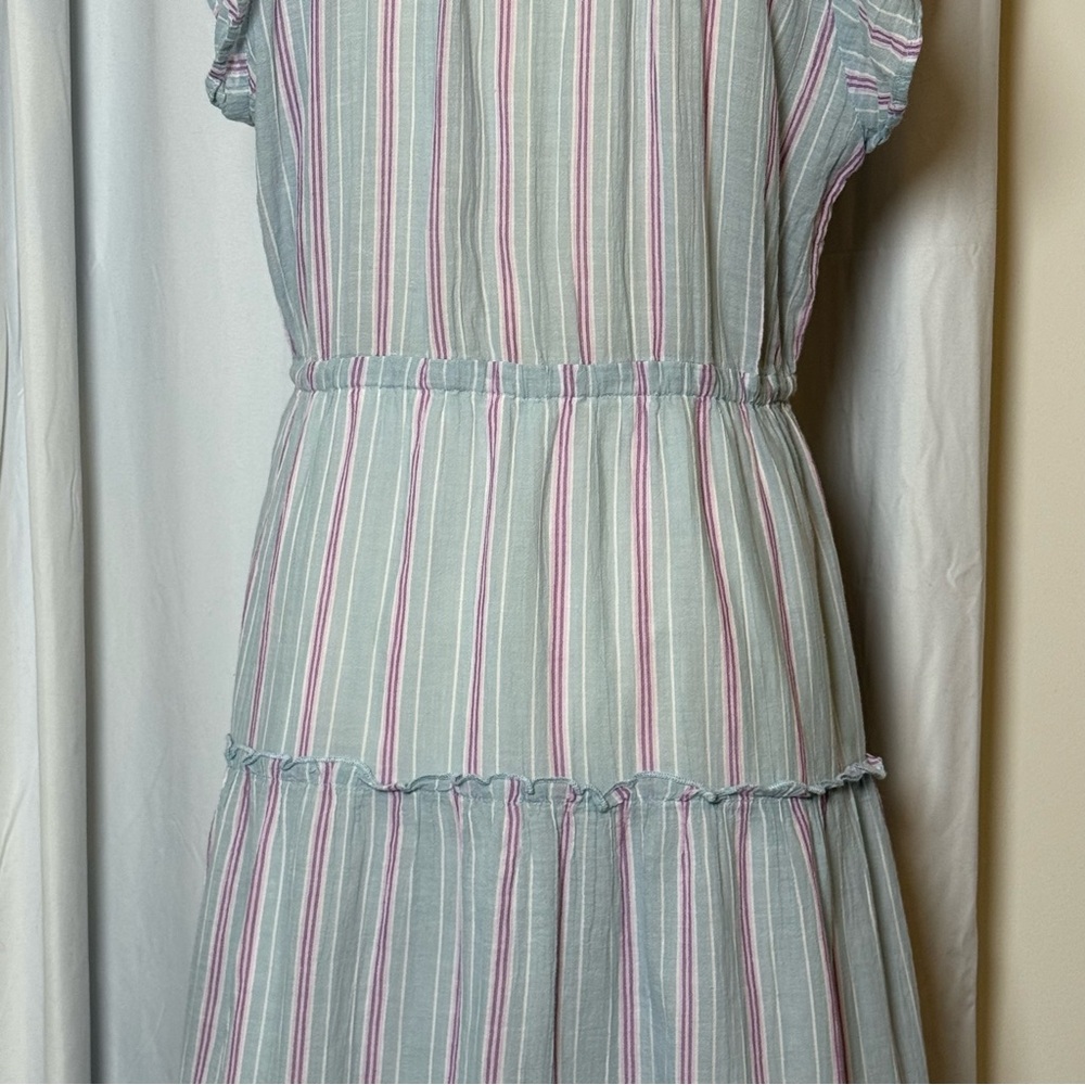 Rails Juni Placid Stripe Midi Dress Tiered Cotton Blue Pink Small - Picture 12 of 16